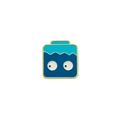 Cartoon zodiac metal pin in light blue container design with gold metal edges - Blue Fish Tank Style (CZ1910-11)