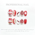 Handmade red New Year press-on nails set with lucky cat and 3D festive charms - Extra Small (XS) / Fortune Lucky Cat (1253)