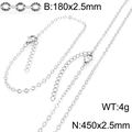 Conjunto de collar y pulsera de cadena cruzada en acero plateado con cierre de langosta - Pulsera / Color Acero