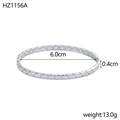Detail of silver geometric triangle texture bangle with dimensions and weight specs - Inner Diameter 6.0cm Width 0.4cm / Silver (Triangle Relief)