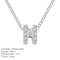 Zilveren roestvrijstalen ketting met letter H-hanger en fonkelende zirkonia's - H-Zilver