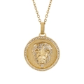 Hip hop 18k gold plated round lion head pendant necklace with micro-set zircons for men - Gold Lion Head Pendant With Gold O-Chain (KN230174-K)