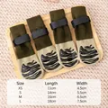Grüne und beige rutschfeste Hundesocken mit Größentabelle und Tigerstreifen-Grip - XS (Empf. < 5kg) / Dian Grün