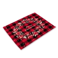 Red and black buffalo plaid Christmas placemat with Merry Christmas wreath print - Red Black Plaid Wreath