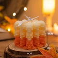 Skull cube scented candle with orange gradient finish for Halloween decor, size 6x6x6cm - Skull Cube / Gradient Orange
