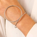 Bracelet jonc ouvert argenté géométrique au design minimaliste de cercle creux - Bracelet Jonc Ouvert Cercle Creux (2502)