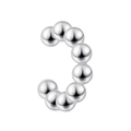 Minimalist silver bead ear cuff with eight polished metallic spheres for non-pierced ears - Beaded Chain Style (7265)
