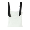 White square neck camisole with black bow straps shown in a clean front flat lay view - XS / White with Black Straps