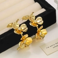 Exaggerated gold floral cluster earrings with sparkling white crystals in a premium box - Golden Flower Cluster Rhinestone Earrings
