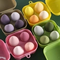 Weiches Make-up Schwamm Set mit vier Tropfen-Blendern in einer tragbaren Kunststoffbox - 4-Gitter Farbbox Make-up Schwamm Set / Rosa Serie