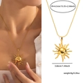 Collier avec pendentif soleil en acier titane doré avec dimensions détaillées - Pendentif Soleil 1