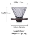 Porte-filtre à café en verre gris translucide avec base en bois et dimensions - Entonnoir Fileté avec Base en Noyer (Grand)