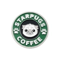 Starpugs Coffee Emaille-Anstecknadel mit Mops-Illustration in Grün und Weiß veredelt - Wy0232