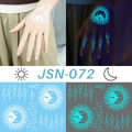 Luminous henna mandala temporary tattoo sticker showing glow in the dark blue effect - JSN-072 (Mosque Pendants)