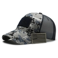 Casquette tactique camo numérique avec maille filet et écusson drapeau USA - Camouflage Numérique Bleu