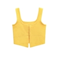 Bright yellow knit cropped tank top with button front closure in a slim fit silhouette - S / Yellow