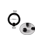 4mm thick black stainless steel BCR ring with 16mm inner diameter and 8mm ball - 4x16x8mm / Black
