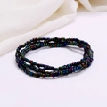 Macro detail of multi-layered colorful beaded waist chain with rainbow metallic glass beads - #25(Rainbow Metallic)