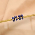 Vintage gold-plated drop earrings with deep blue lapis lazuli in a floral design - Lapis Lazuli Pearl Flower Stud Earrings