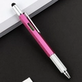 Pink 6-in-1 multifunctional metal tool pen with stylus, level, ruler, and ballpoint pen - Style A / Pink