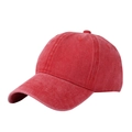 Classic washed burgundy baseball cap with a vintage distressed finish and cotton texture - Washed Watermelon Red