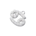 Detailed view of silver letter B charm inlaid with white pearls for DIY jewelry - Silver Cancer Pearl Pendant