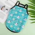 Breathable mesh pet vest in light blue with cartoon panda and daisy floral prints - XS / Panda & Daisy Cyan