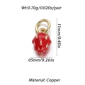 Red strawberry pendant charms in copper with gold details for DIY jewelry making - Mini Strawberry Pendant