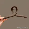 Large matte brown shark hair claw clip in 15cm size for thick hair styling - Matte Dark Coffee-15cm