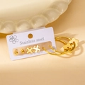 Gold stainless steel jewelry set featuring floral studs and heart flower earrings - Flower Style Set (BJGE0373)