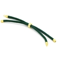 Detail of dark green braided rope bracelet with adjustable gold slider and metal loops - Dark Green