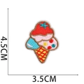 Detailed close-up of a colorful ice cream cone embroidery patch measuring 4.5cm by 3.5cm - No.6-Ice Cream
