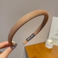 Serre-tête rembourré en maille marron avec étiquette faite main pour femme - Serre-tête Fin Café