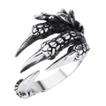 Adjustable dragon claw ring in vintage punk style with antique silver finish - Style 2