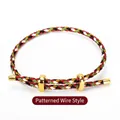 Adjustable colorful braided steel wire bracelet with gold-tone hardware in folk style - 3mm Semi-finished (Single End Fixed) / Multicolor-20