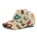 Outdoor baseball cap featuring colorful jacquard embroidered letters and a curved brim - Adjustable / Beige