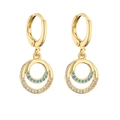 Detail of 18K gold plated hoop earrings featuring micro-pave blue and white zircon stones - Double Hoop Shape