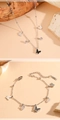 Set gioielli in acciaio inossidabile argento con ciondoli a farfalla e cristalli - Set di Gioielli Farfalla con Conchiglia Nera / Color Acciaio