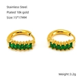 18K vergoldete Edelstahl-Ohrringe mit 5 smaragdgrünen Zirkonia im Smaragdschliff - 18K Gold / Grüner Zirkonia