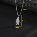 Collana con ciondolo a forma di pinguino in acciaio inox argento con misure del prodotto - Pinguino (070)