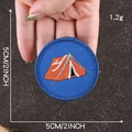 Navy blue round scout patch with orange tent embroidery and 5cm diameter size - Dark Blue Tent