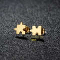 Minimalist puzzle piece stud earrings in polished 18K gold plated stainless steel, 8mm width - Jigsaw Puzzle / Gold