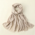 Elegant beige cotton linen blend scarf for women featuring stylish fringed edges - 100*195CM / Khaki