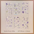 Purple lavender floral PET stickers for scrapbooking in vintage watercolor style 6-pack - Tender Lavender