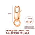 Sterling silver lobster clasp in rose gold finish 8mm jewelry fastening component - 925 Silver Bar Clasp Rose Gold / 8mm