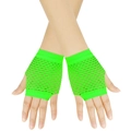 Neon green fishnet fingerless gloves for disco themed parties and 80s retro dance costumes - One Size / Grass Green (6501)