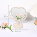 European vintage cream heart-shaped double-sided vanity mirror 24cm height - Beige-Heart