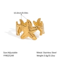 Bague ajustable en acier inoxydable doré avec motifs d'étoile de mer 15mm pour femme - Bague Enveloppante Étoile de Mer (YYR025249)