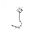 Silver G23 Titanium nose stud with 3mm clear zircon and double layered chain accessory - G23 Titanium S-Bar Nose Stud-0.8*7*3mm