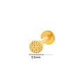 Golden titanium flat back stud earring with 3.5mm hammered disc design for piercings - 3.5mm / Gold